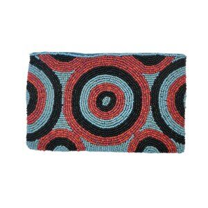 Beaded Clutch Coin Purse Wallet Cosmetic Bag Circles
